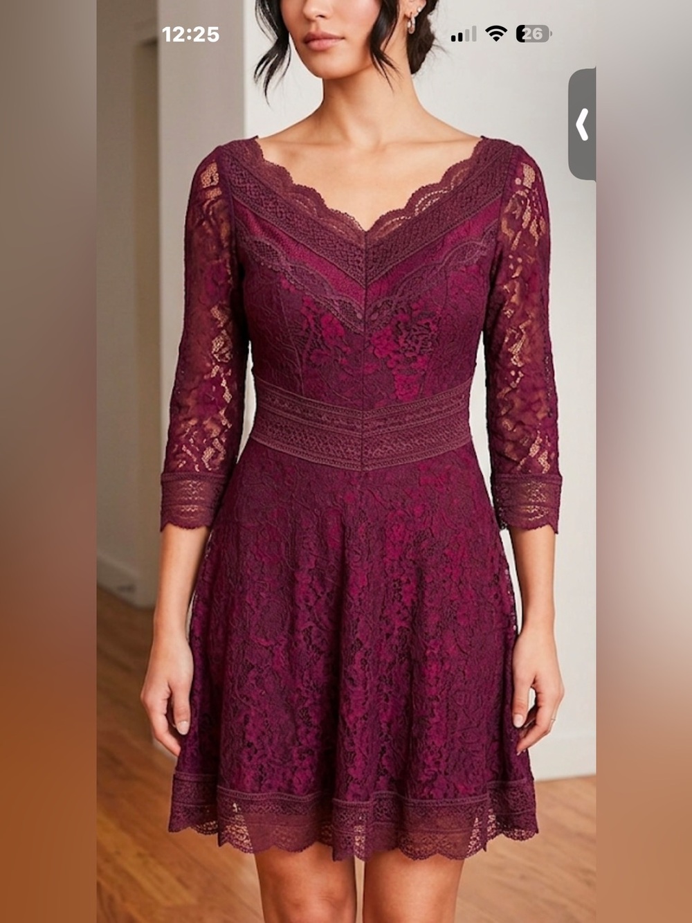 Free People Eggplant Lace V-Neck Fit & Flare Midi Dress. NWT